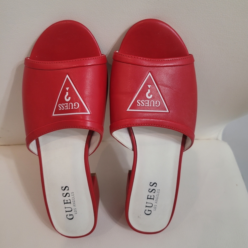 Guess Women's Red Slide Sandals Size 7/38 - Picture 2 of 10